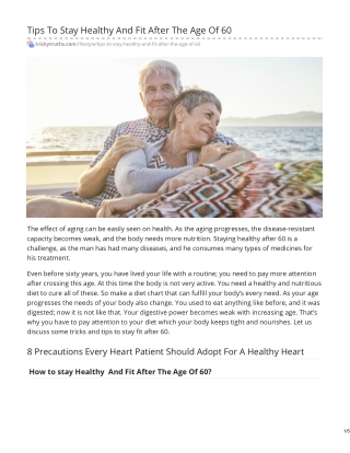 Staying healthy after 60