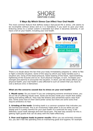 5 Ways By Which Stress Can Affect Your Oral Health