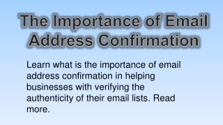 The Importance of Email Address Confirmation
