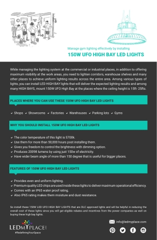 150W LED UFO High Bay Light: Best High Ceiling Lights
