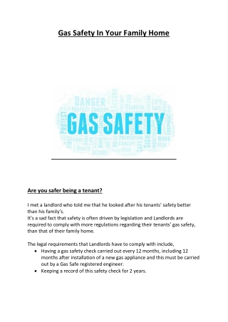 Gas Safety In Your Family Home