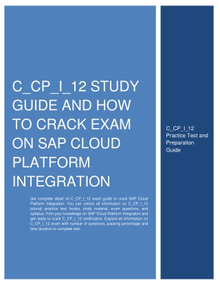 C_CP_I_12 Study Guide and How to Crack Exam on SAP Cloud Platform Integration