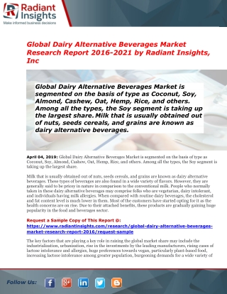 Dairy Alternative Beverages Market Growing Demand, Analysis by Key Players: Eden Foods, Nutriops, Döhler