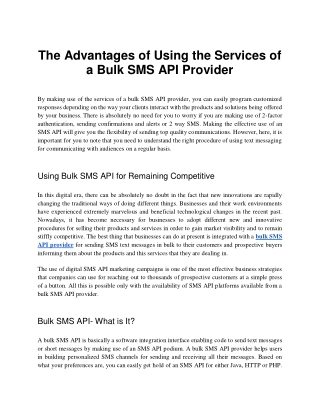 Bulk SMS API Provider and the Right Way of Using Services