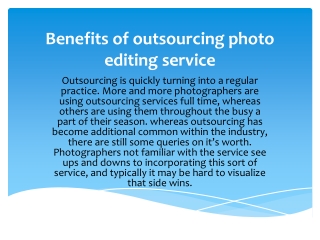 Benefits of outsourcing photo editing service