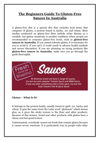 The Beginners Guide to Gluten-Free Sauces in Australia