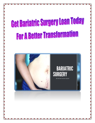 Get Bariatric Surgery Loan Today For A Better Transformation