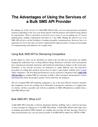 Bulk SMS API Provider and the Right Way of Using Services