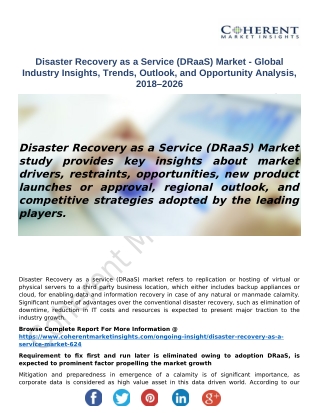 Disaster Recovery as a Service (DRaaS) Market