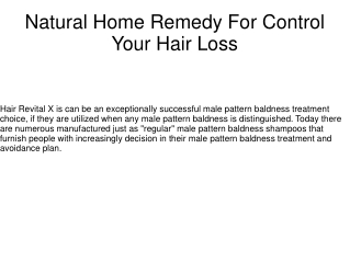 Natural Home Remedy For Control Your Hair Loss