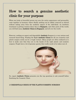 How to search a genuine aesthetic clinic for your purpose