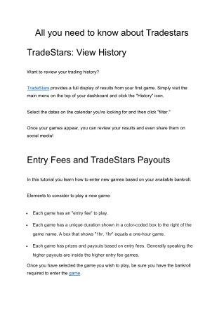 All you need to know about Tradestars