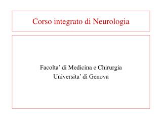 Corso integrato di Neurologia