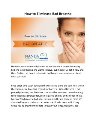 How to Eliminate Bad Breathe