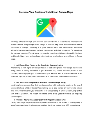 Increase Visibility on Google Map | Lead Conversion Strategies