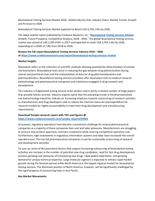 Bioanalytical Testing Services Market Expected to Reach US$ 4,793.1 Mn by 2026