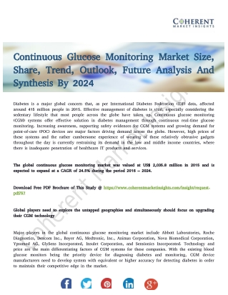 Continuous Glucose Monitoring Market Boosting the Growth Till 2024