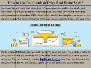 Boldleads Reviews | How to Use BoldLeads to Drive Real Estate Sales?
