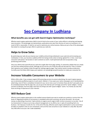 SEO Company in Ludhiana (YOUTOTECH WEB MOBILE DEVELOPMENT)