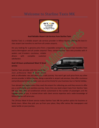 Airport Taxi Services, Hire Taxis Service Milton Keynes