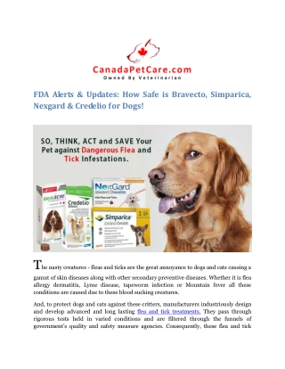 FDA Alerts & Updates: How Safe is Bravecto, Simparica, Nexgard & Credelio for Dogs!
