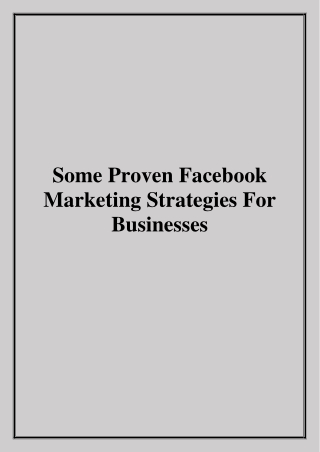 Facebook Marketing Strategy