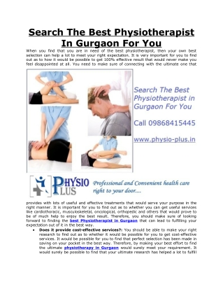 Search The Best Physiotherapist in Gurgaon For You
