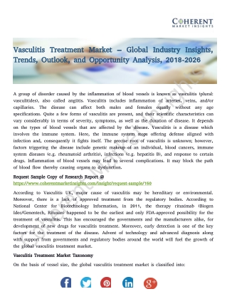 Vasculitis Treatment Market – Global Industry Insights, Trends, Outlook, and Opportunity Analysis, 2018-2026