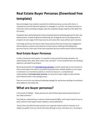 Real Estate Buyer Personas (Free template download)