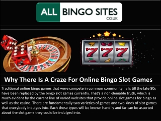 Why There is a Craze for Online Bingo Slot Games