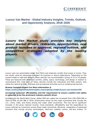 Luxury Van Market - Global Industry Insights, Trends, Outlook, and Opportunity Analysis, 2018–2026
