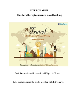 BITRECHARGE - One for all cryptocurrency travel booking.