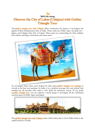 Discover the City of Lakes (Udaipur) with Golden Triangle Tour