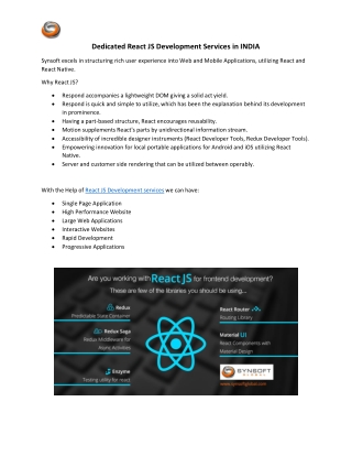 Dedicated React JS Development Services in INDIA