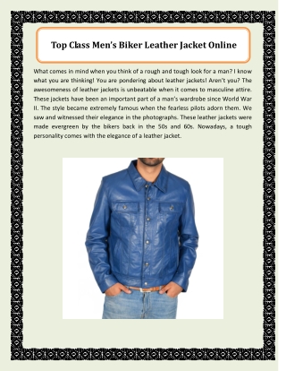 Top Class Men’s Biker Leather Jacket Online