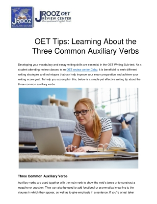 OET Tips: Learning About the Three Common Auxiliary Verbs