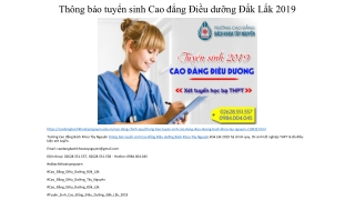 Thông báo tuyển sinh Cao đẳng Điều dưỡng Đắk Lắk 2019