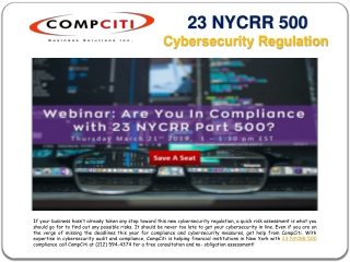 23 NYCRR Part 500 Cybersecurity