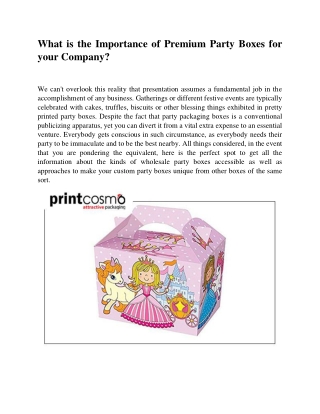 What is the Importance of Premium Party Boxes for your Company