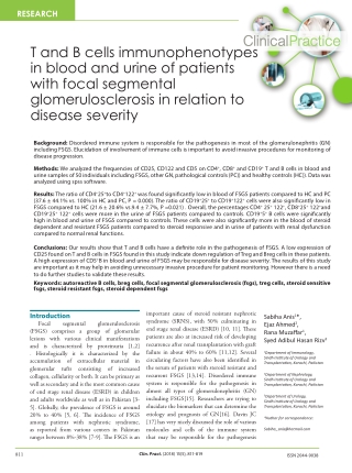 T and B cells immunophenotypes in blood and urine of patients with focal segmental glomerulosclerosis in relation to dis