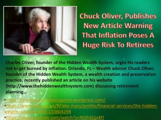 Chuck Oliver, Publishes New Article Warning That Inflation Poses A Huge Risk To Retirees