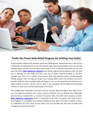 Prefer the Finest Debt Relief Program for Settling Your Debts