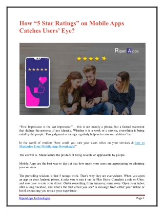 How “5 Star Ratings” on Mobile Apps Catches Users’ Eye?