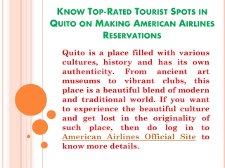 Know Top-Rated Tourist Spots in Quito on Making American Airlines Reservations