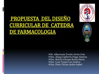 propuesta del DISEÑO CURRICULAR DE CATEDRA DE FARMACOLOGIA