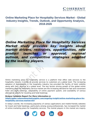 Online Marketing Place for Hospitality Services Market - Trends, Outlook, and Opportunity Analysis, 2018-2026