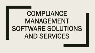 Compliance Management Software Solutions and Services