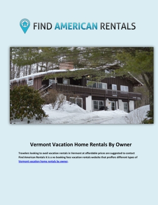 Vermont Vacation Home Rentals By Owner
