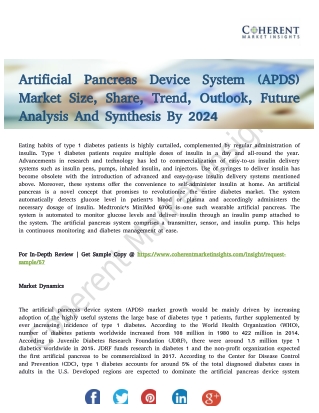 Artificial Pancreas Device System (APDS) Market Set to Encounter Paramount Growth By 2024