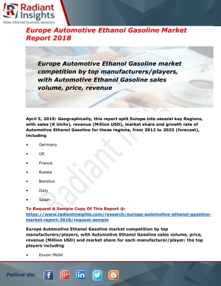 Automotive ethanol gasoline market Is Growing Worldwide By 2023